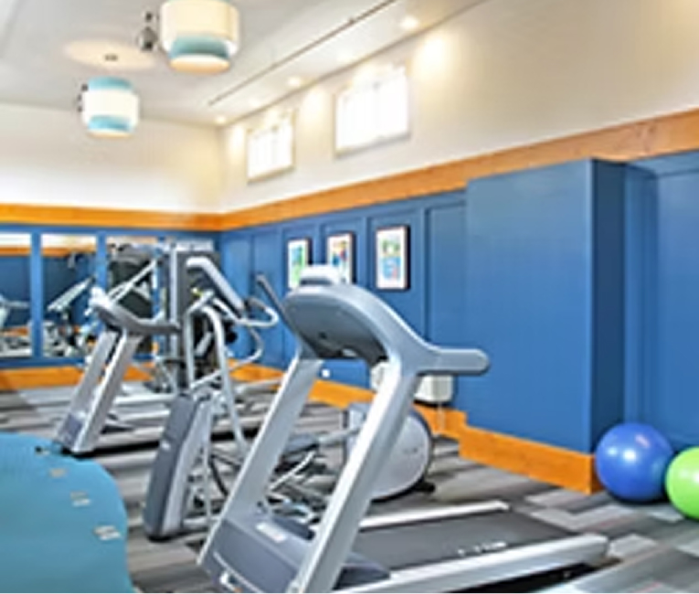 Fitness center with treadmills and weight equipment at Superior Shores Resort