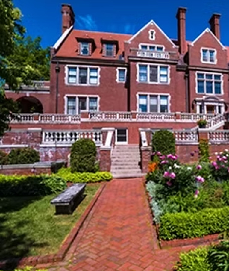 Glensheen Mansion and its brick garden path in Duluth, Minnesota