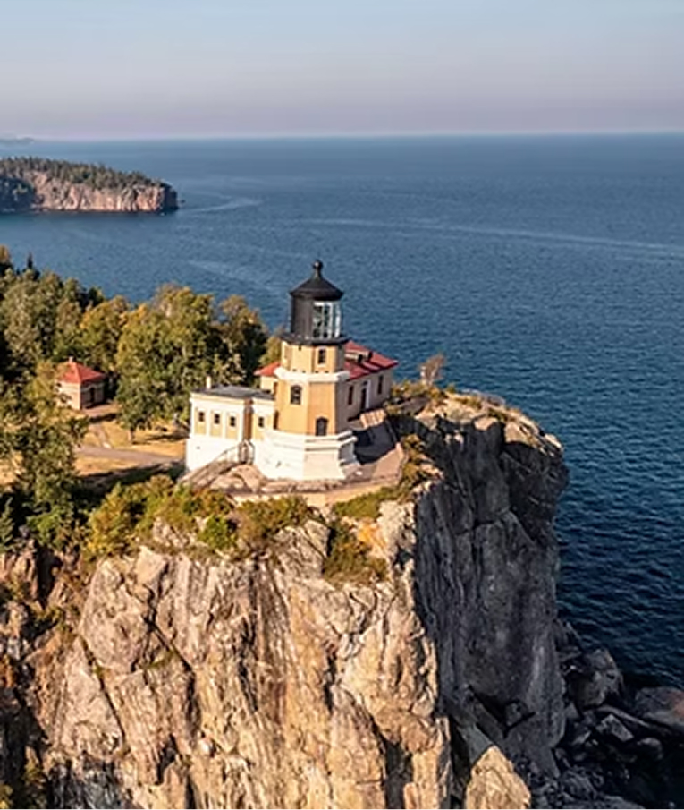 Split Rock Lighthouse on its cliff above Lake Superior on Minnesota's North Shore