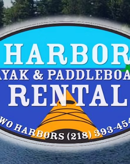 Harbor Kayak and Paddleboard Rental sign in Two Harbors, Minnesota